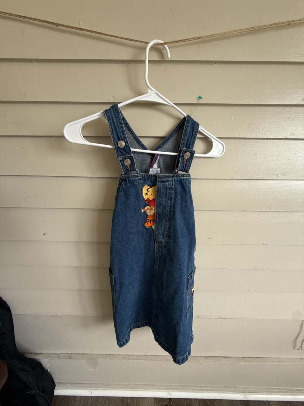 Vintage Winnie the Pooh and Tigger Denim Overalls Dress